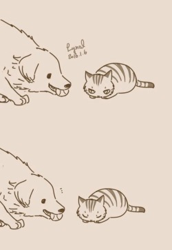 noisy–brain: pr1nceshawn: Dogs And Cats  by Lynol  .  This was so cute wtf 