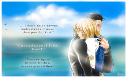 nehart82:  **Yuri Plisetsky Week**  DAY 2 - Family and Friends (17.03) This is a Otayuri scene from a fanfic (just in italian, unfortunately!) I’m writing. It’s set during Gran Prix Final (episodes 10-11-12), Yuri an Otabek are on Barcelona’s seafront