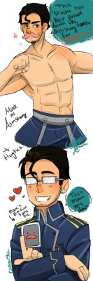 captain-potato-aren:  So I did a thing–   Haha I know this isn’t the most original idea/crossover with Markiplier but I wanted a chance to draw it before I lose inspiration or forget!    But anyways, I’m pretty deep into the FMA - B fandom and wanted