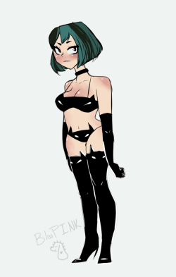 grimphantom2:   bloopink:   TIL total drama island is 10 years old  Anyway, Gwen in black cat lingerie    Lol i like that she just stands there 