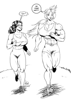 davidcmatthews:  Sonya 30-day OC Challenge - Day 22 by DavidCMatthews  Day 22: Running With her friend Tetsuko, who, unfortunately, keeps lapping her…