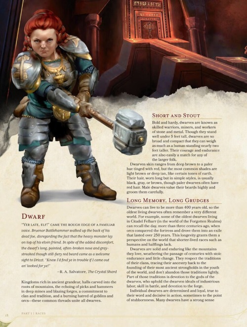 kurtiswiebe:  This is the new image used for Dwarves in the latest edition of D&D.   Where’s her beard?