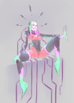 devirish:  Hexadecimal a la TRON (Reboot Fan art)Well, this is just an experiment with the main villain from Reboot (if you remember that show) after reading a little about, just found that actually could fit in TRON world easily. after all, she is a