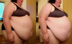 thuridbbw: This morning and tonight - there is always a bigger belly and more belly hang in the evenings.  