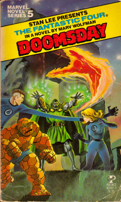 Marvel Novel Series No.5: The Fantastic Four in Doomsday, by Marv Wolfman (Pocket Books, 1979). Cover art by John Buscema and Peter Ledger.From Oxfam in Nottingham.