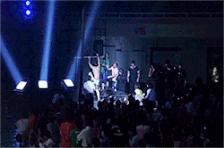 mith-gifs-wrestling:  Kota Ibushi moonsaults off a balcony against Kenny Omega, DDT Pro.