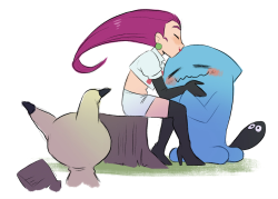 kianamaiart:  yamujiburo: It’d be kinda funny if after their relationship got better Mimikyu would start vying for Jessie’s attention and love Thanks for all the love one this post guys!! Unfortunately it’s getting reposted everywhere without credit