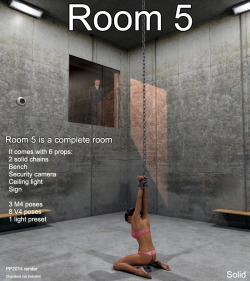 Check out what Solid has been up to! Room 5 is a complete scene  including 6 props with M4/V4 poses! This promo pic truly says it all!  Ready for your Poser 7  and Daz Studio 4.8 !! Also this product is 25%  off until 10/6/2015! Can’t beat that!Room