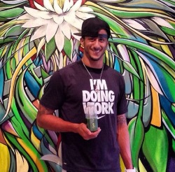 lovethose49ers:  Colin at The Juice Spot in Miami which is owned by the wife of LeBron James. 