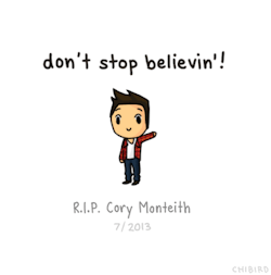 youarewortheverything:  beautifulsmiles-beautifulfaces:  chibird:  A small tribute to Cory Monteith, who starred on Glee.  Rip &lt;3  :(