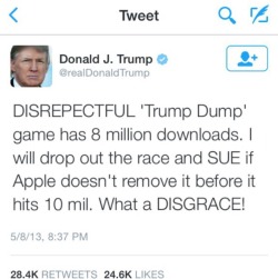 feralsaarebas:  remylebean:  Holy shit  everybody fucking get on this game we gotta bully trump out of the race 