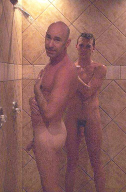 horny-dads:  Dad and Son under the Shower