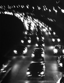 onlyoldphotography:  Yale Joel: Night traffic on the Major Deegan Expressway. New York, June 1958  