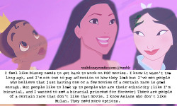 waltdisneyconfessions:  &ldquo;I feel like Disney needs to get back to work on POC movies. I know it wasn’t too long ago, and I’m not one to pay attention to how they look but I’ve met people who believe that just having one or a few movies of a