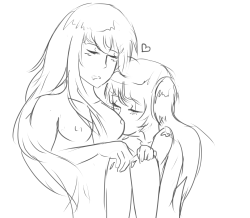 lesbiotakusaurus:  Naked cuddling girlfriends heck yes Some Negitoro someone requested, I can only draw so fast! :P anatomy is fucked here but WHATEVER