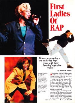 randilauren:  First Ladies of Rap: Women are creating a stir in the hip-hop genre with their brand of rapid fire rhyme (October 1991). 