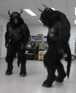 hoofedfursuits: Some hoofed movie monster suits. Couple of the minotaurs from the movie The Lion, The Witch and The Wardrobe (2005). Minotaur from the comedy Your Highness (2011) and finally from Anchorman 2 (2013), all images from the blog Monsters &amp;