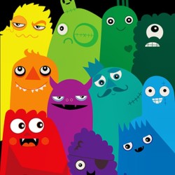 wottoart:  Vector monsters. #bestvector #monsters #wotto #character #characters #cute #vector #illustrator #illustration #rainbow #colorful #bright