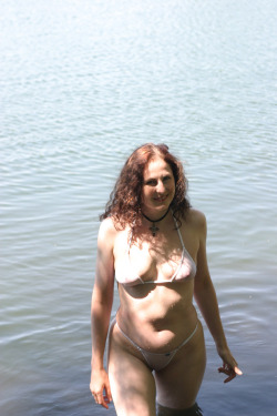 lustfulsabine:  A day at the lake wearing a tiny sheer bikini