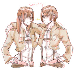 orchidvenom:  hooray for egotistical nasty military police twins ヽ(゜∇゜)ノ ! Shingeki no kyojin Oc’s belong to me! 