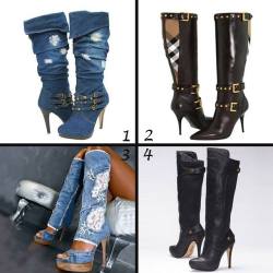 ideservenewshoesblog:  Popular Contrast Materials Pointed toe Knee High Boots - Black