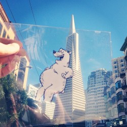 lulz-time:  Storyboard artist and scribbler Marty Cooper uses sharpies and white out to draw mischievous cartoon characters on transparent film, which enables him to pose and photograph them interacting with the real world in all sorts of unexpected ways.