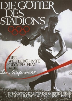 thehenchfiles:  1938 poster for controversial film director Leni Riefenstahl’s “Die Götter des Stadions” about the eleventh Summer Olympic Games in 1936. This film and her other work, “Olympic Youth”, were combined to make one film, “Olympia”,