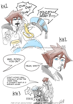 kingdomsaurushearts:  How many times has Sora been hit in the face, and broken his nose? Or an arm? Or a leg?