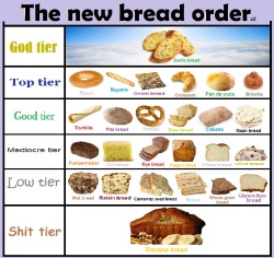 nineprotons:  masterofbirds:  epicureancaptain:  dykelapis:  mate i’ve been on this website since 2010 and in five years i’ve never been more offended than seeing banana bread labeled ‘shit tier’  almost everything about this offends me pumpernickel