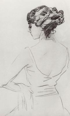 artist-serov: Portrait of Ballet Dancer T. Karsavina, 1909, Valentin Serov Medium: pencil,paper 