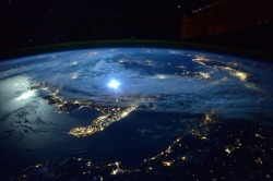 just–space:  Moonlight over Italy, taken by Astronaut Scott Kelly - #YearInSpace  js