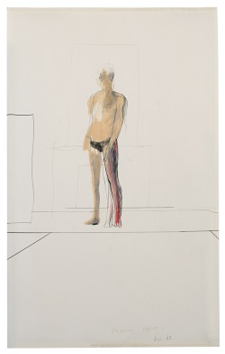 thunderstruck9:David Hockney (British, b. 1937), Standing Figure, 1963. Crayon and graphite on paper, 50.8 x 31.8 cm.