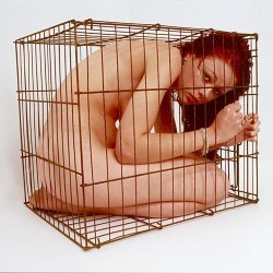 swaybound:  itamefemales:Sluts are an accessories. They must not take too much place in your house. When you don’t use them, fold them.   Girl in cage. Good. Girl in tiny cage. Better.