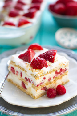 guardians-of-the-food:  Strawberry Cheesecake Icebox Cake