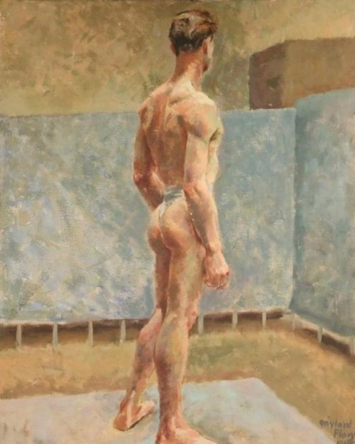 antonio-m:  ‘Standing Male Nude in the Studio’, c.1945 by Gaylord Flory (1919–1982). American painter. oil on canvas                                                                                     