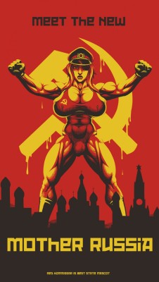 synthiavice:  Red Kommissar is best state mascot! She makes for a great poster, too. Also, man, do Russians ever hate her having a dick, lel. ♥ Picture by Swemu, with text added by me. 