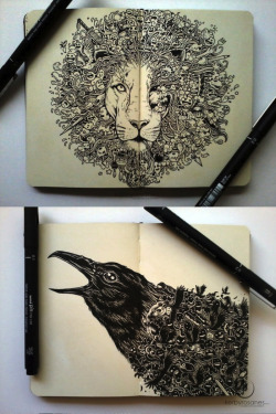 hedonismaltruism:  erinbowman:  Incredible Moleskine drawings by Kerby Rosanes  Fuck your iPad - get yer ass a Moleskine…