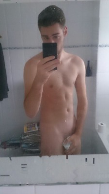 guyswithcellphones:  Meet Mark, 18yo, gay, from Holland. He wields a thick hot uncut cock. He kik msged us asking to be our slave. Yummy! &lt;3 Please keep submissions coming in, we love them all soo much! You may submit &amp; find all the info you need