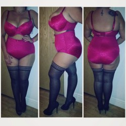 killerkurves:  fullerfigurefullerbust:  (Yes I know the bra is too small) These incredible size D @clubkixies are magical. I never thought I could wear hold ups this low on my leg without my fat enveloping them - but here I am! They look perfect with