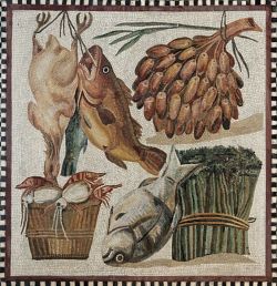 seehagiasophia:#Roman Mosaic. Food. Tor Marancia Villa. #Rome, Italy.