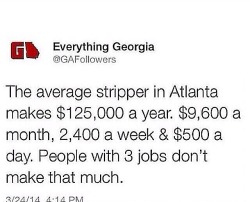 chanel-and-louboutins:  yungcunt:  Moving to Atlanta to become a stripper.  Nothing against strippers but no amount of money would ever make me degrade myself like that .