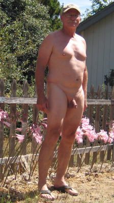 oldsmoothy: Naked in my garden Looking good Bob. That is the way I do my gardening too. 