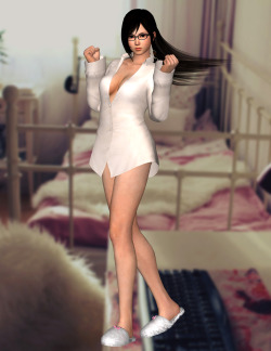 xxxkammyxxx:  Kokoro in Momiji’s bed time costumeRemember to activate Back Face Culling, Always Force Culling and Mettalic MapsGlasses as optional items. LR hairstyle rigged by me. Lazy to rip model with game rigg. Shirt is scalled in XPS xdDownload