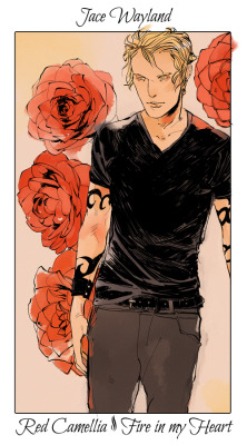 cassandraclare:  More of Cassandra Jean’s language of flowers drawings! Here we have the Lightwood-Herondale family. Jace with camillias, Alec with white daphne, Max with harebells for grief, and Isabelle with purple columbine, “resolved to win.”