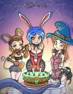 StickyScribbles Anniversary It&rsquo;s StickyScribbles Anniversary when we first open the art community on  October28-29th.  Group hug to fans like you and the support who help  keep the fun going.  Mika Mouse, Wild Bunny Girl, and Emma are  celebrating