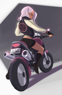 lucyf719: Motorcycle girl.  I’m pretty bad at giving tile to my work. Just combine the obvious stuff in the picture.  