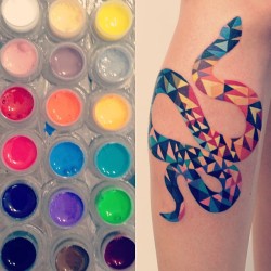gaksdesigns:  Geometric watercolor-like tattoos