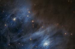 wonders-of-the-cosmos:    Hubble’s view of a near-infrared mosaic of a large and dusty star-forming region in Chamaeleon.Image credit: Judy Schmidt