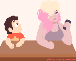 watermelonacups:  have some steven/mystery girl bonding what would be pearl’s reaction? 