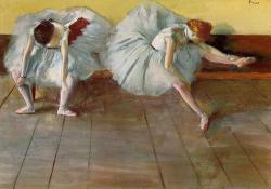 artist-degas:  Two Ballet DancersMedium:
